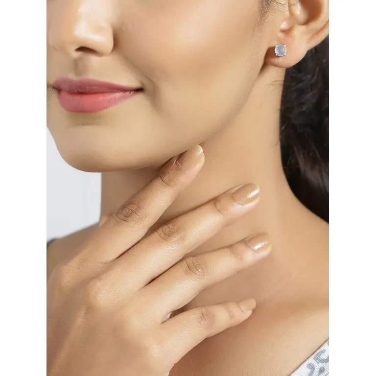 YS Gems Sterling Silver Rainbow Moonstone Round Stud Earring - 0.24 x 0.24 sold by Zulily