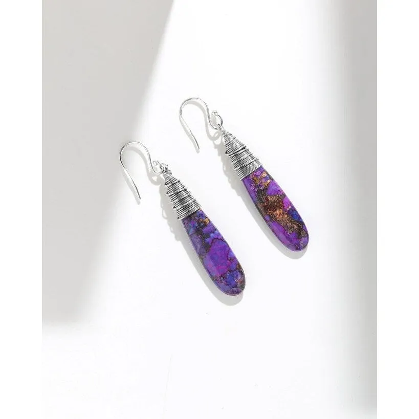 YS Gems Sterling Silver Purple Copper Turquoise Drop Earrings - 0.35 x 2.17 sold by Zulily product image thumbnail 4