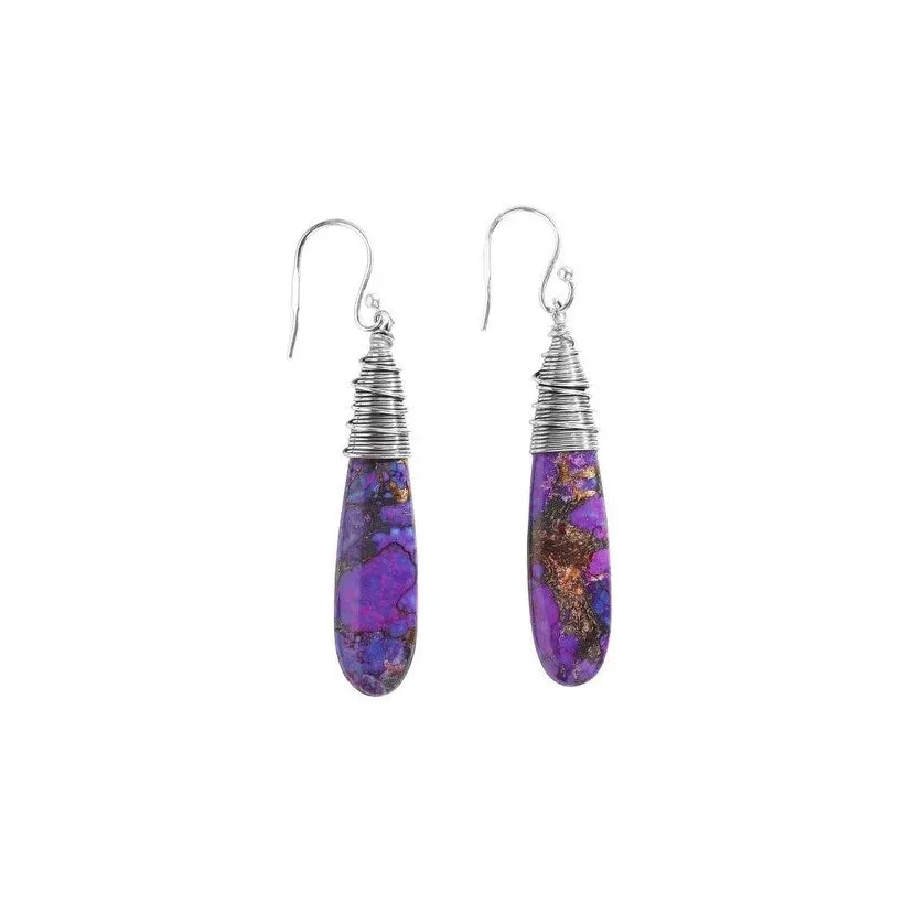 YS Gems Sterling Silver Purple Copper Turquoise Drop Earrings - 0.35 x 2.17 sold by Zulily product image thumbnail 3