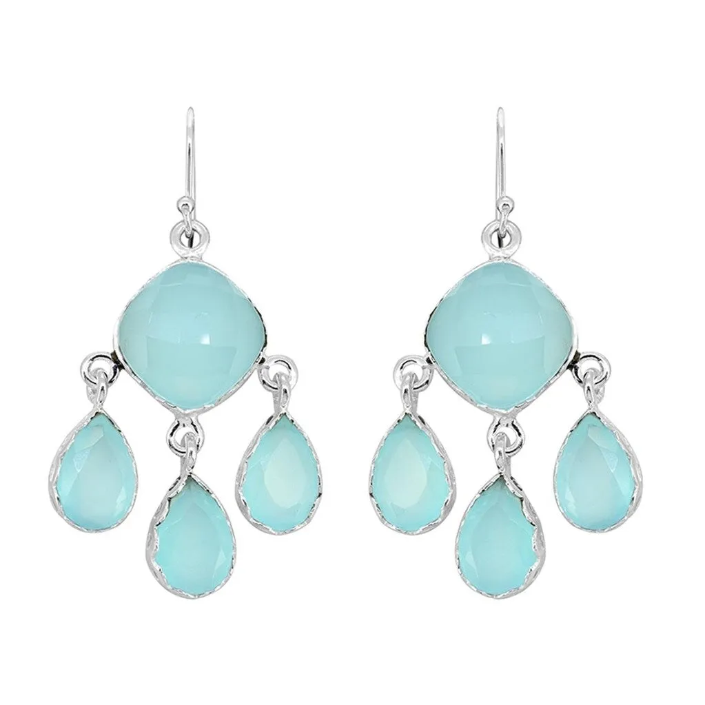 YS Gems Sterling Silver Aqua Chalcedony Dangle Earrings - 1.06 x 2.05 sold by Zulily