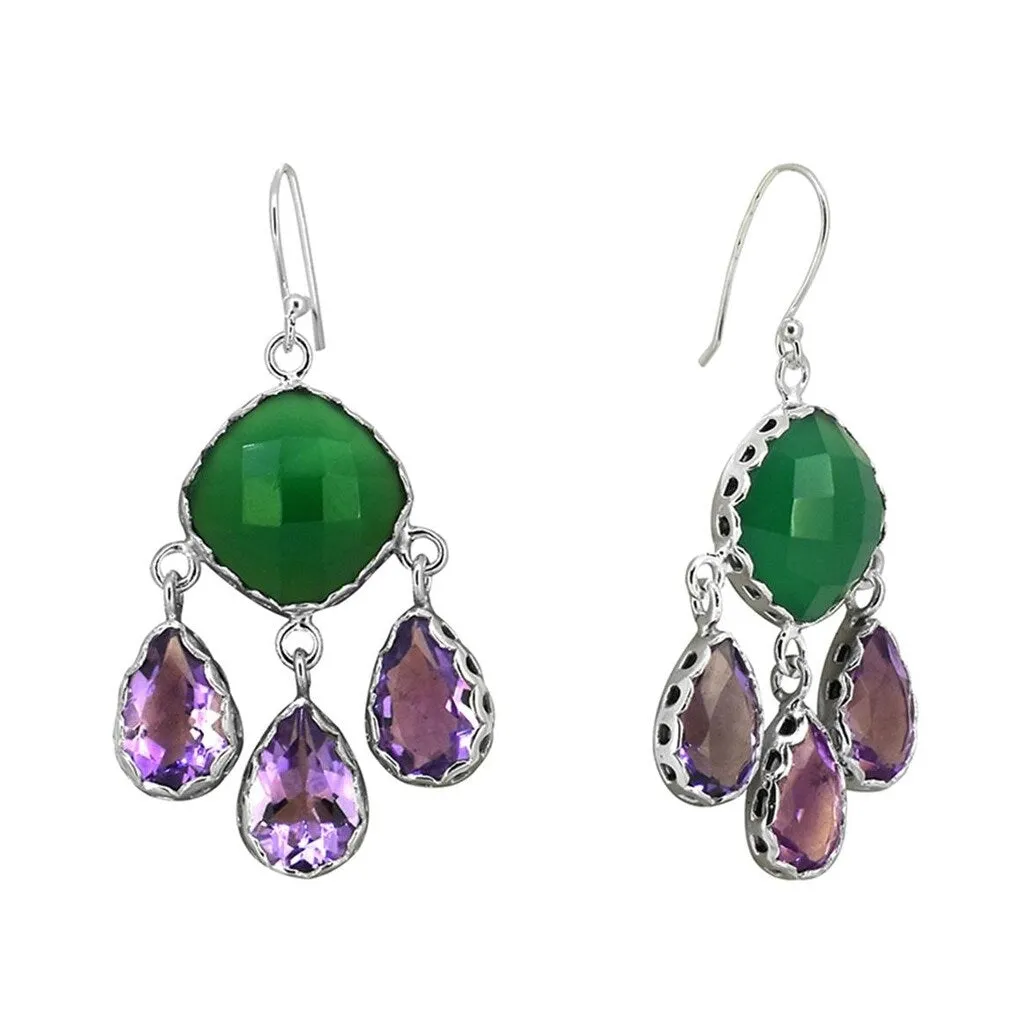 YS Gems Sterling Silver Green Onyx Amethyst Dangle Earrings - 1.06 x 2.05 sold by Zulily product image thumbnail 2