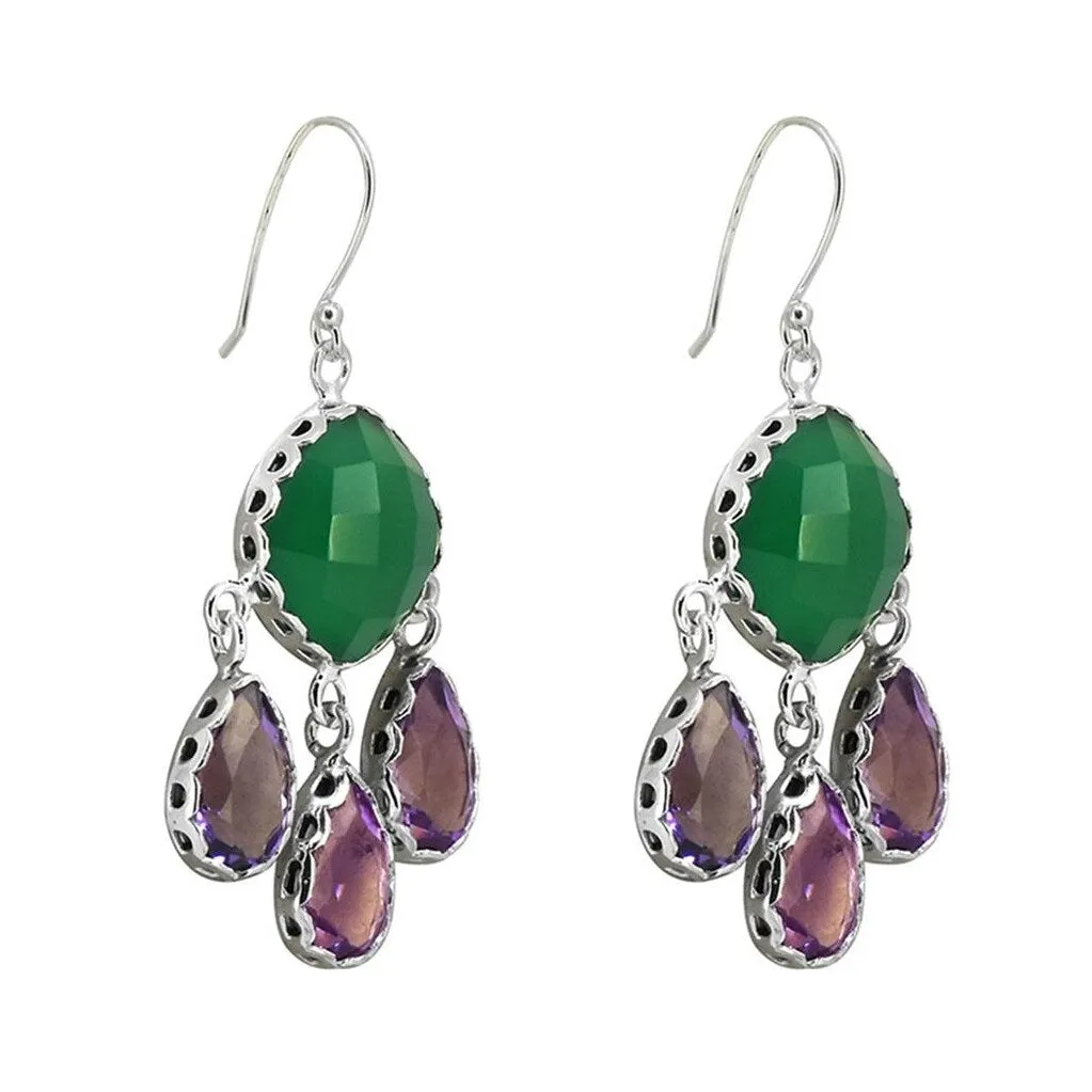 YS Gems Sterling Silver Green Onyx Amethyst Dangle Earrings - 1.06 x 2.05 sold by Zulily product image thumbnail 3