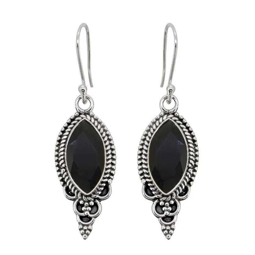 YS Gems Sterling Silver Black Onyx Oxidized Drop Earrings - 0.39 x 1.42 sold by Zulily