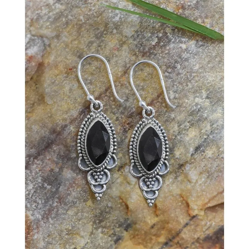 YS Gems Sterling Silver Black Onyx Oxidized Drop Earrings - 0.39 x 1.42 sold by Zulily product image thumbnail 2