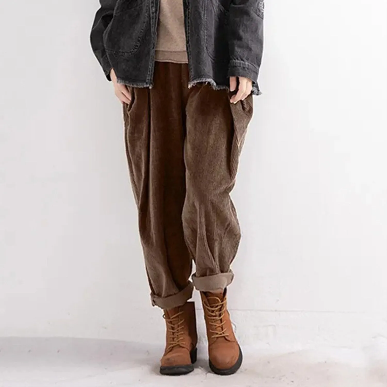 Brown Corduroy Loose Trousers sold by Zulily product image thumbnail 3