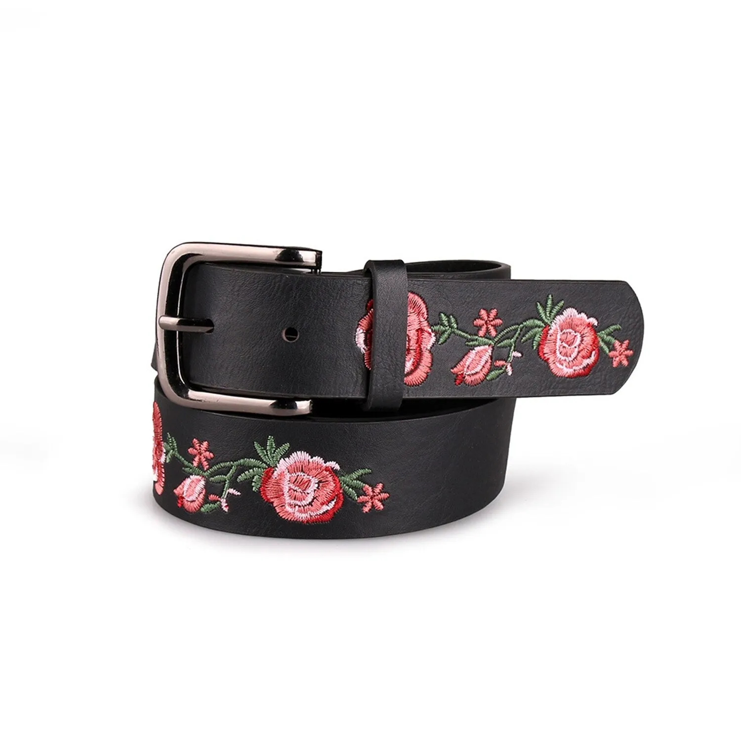 Black Embroidery PU Leather Alloy Belt sold by Zulily product image thumbnail 4
