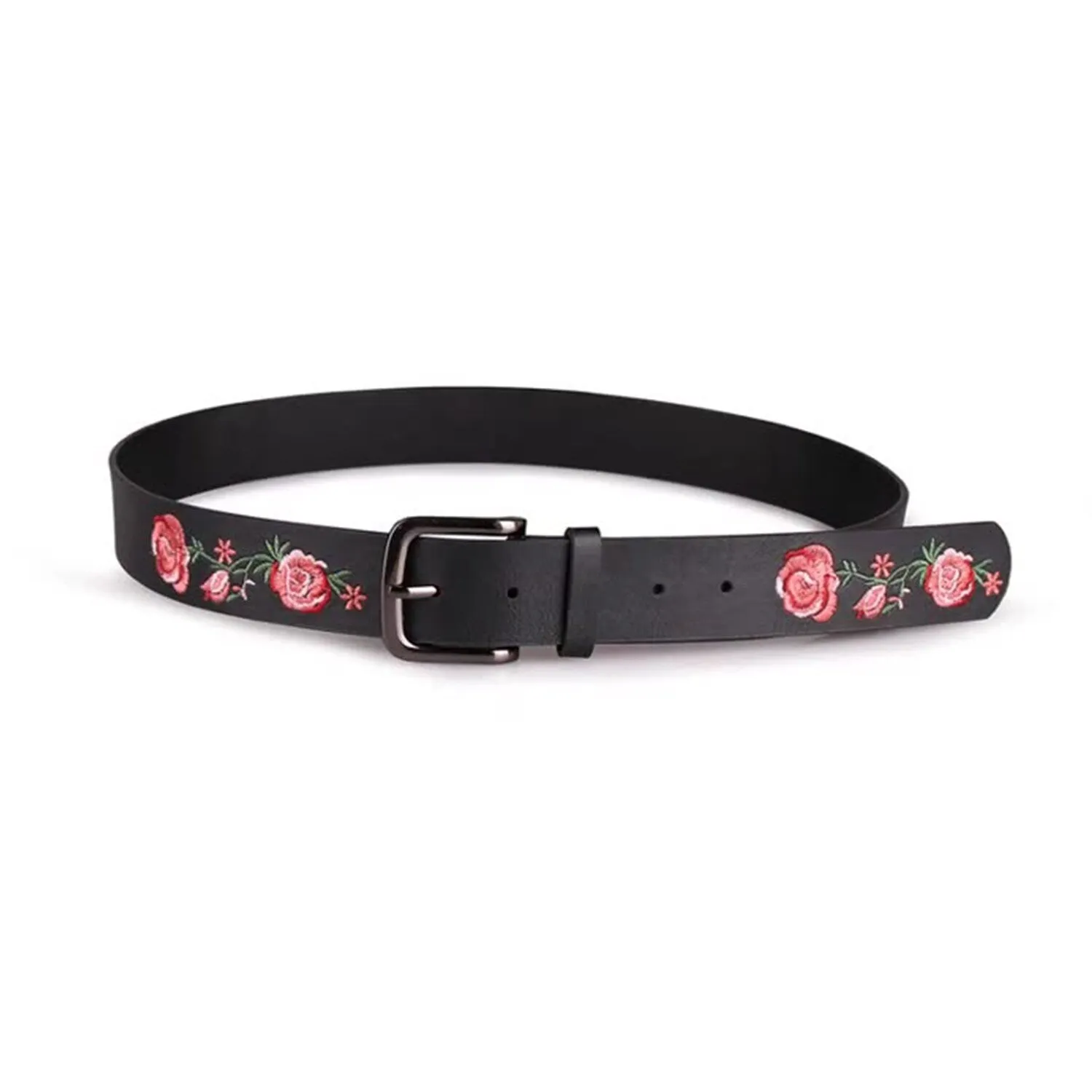 Black Embroidery PU Leather Alloy Belt sold by Zulily product image thumbnail 3