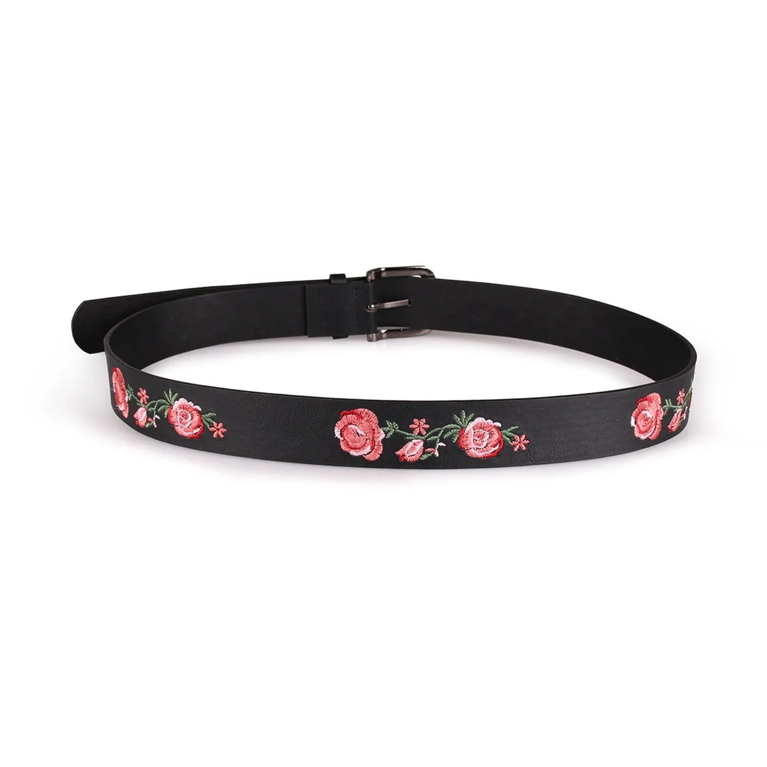 Black Embroidery PU Leather Alloy Belt sold by Zulily product image thumbnail 5