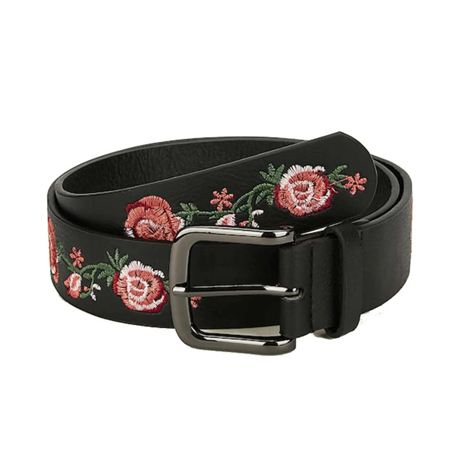 Black Embroidery PU Leather Alloy Belt sold by Zulily product image thumbnail 2