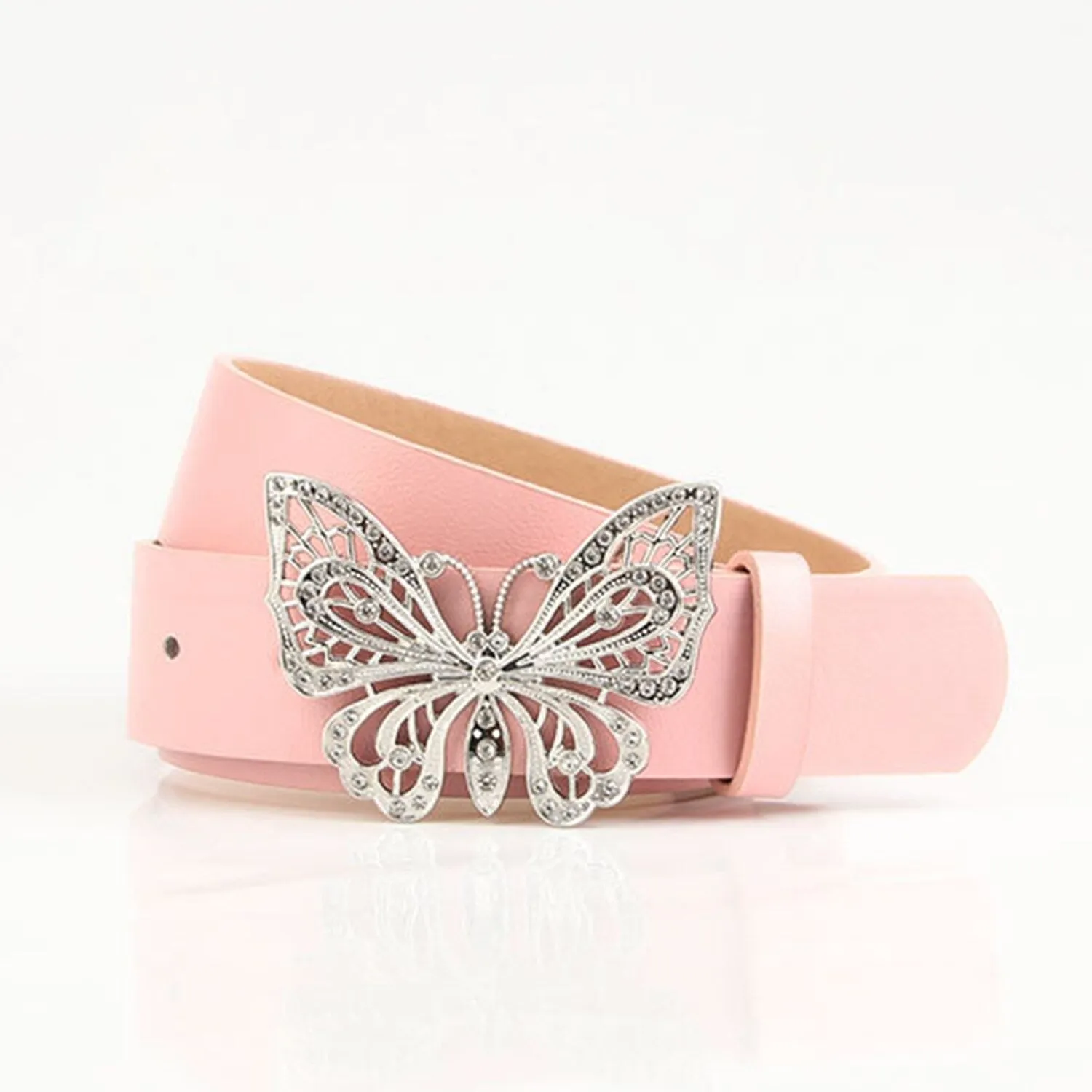 Light Coral Butterfly PU Leather Belt sold by Zulily