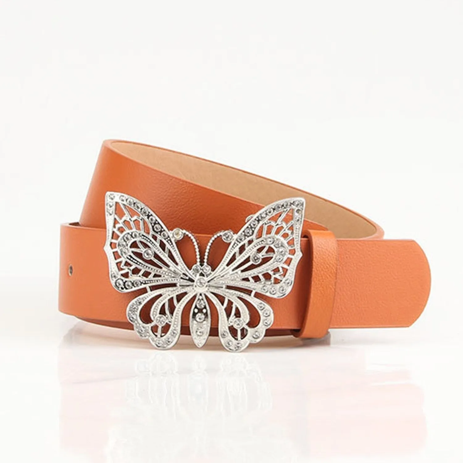 Orange Butterfly PU Leather Belt sold by Zulily