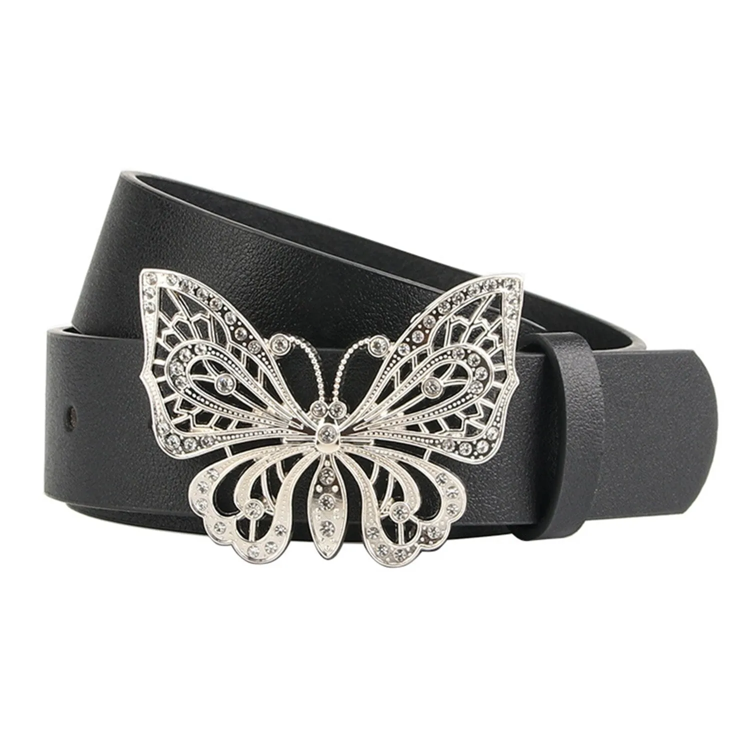 Black Butterfly PU Leather Belt sold by Zulily