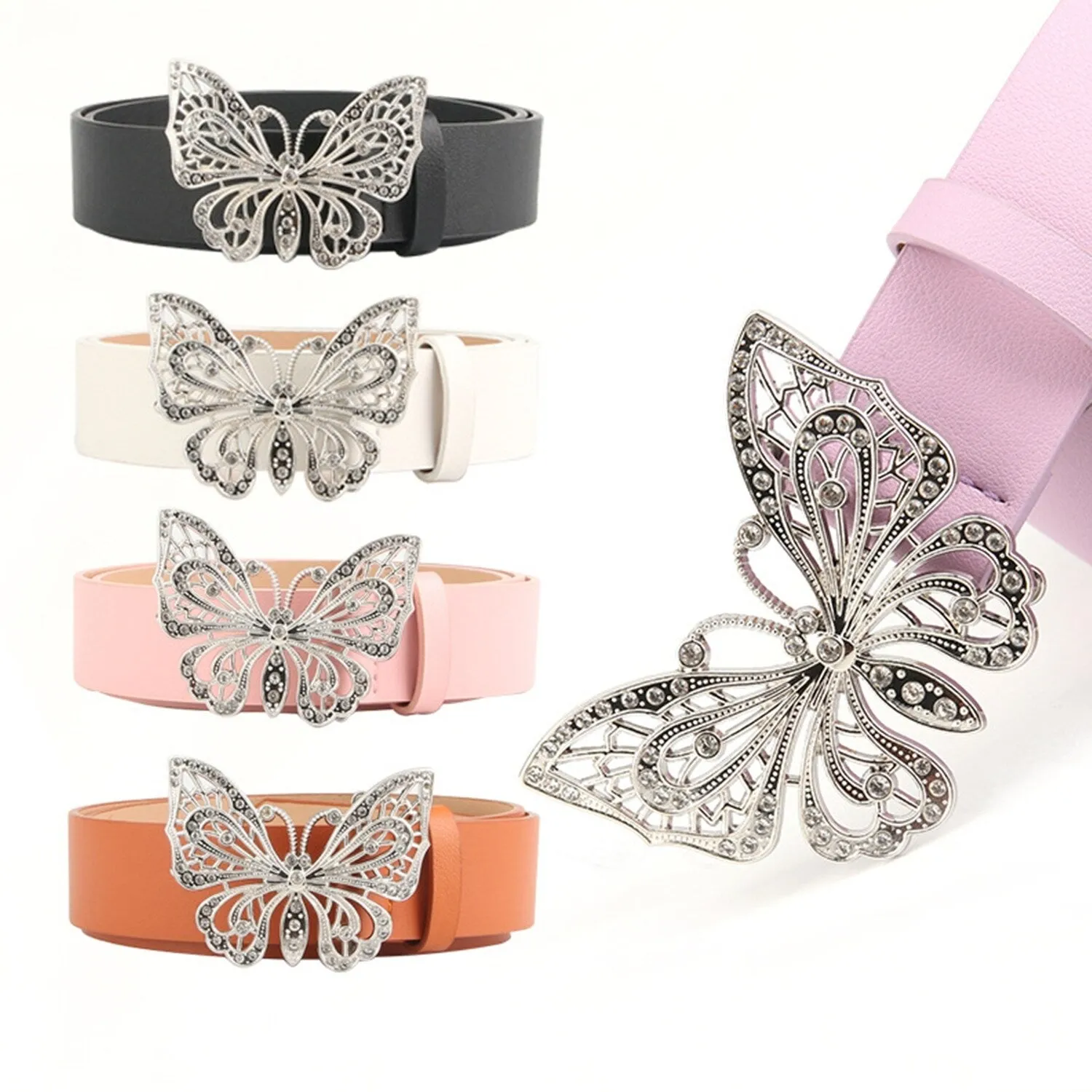White Butterfly PU Leather Belt sold by Zulily