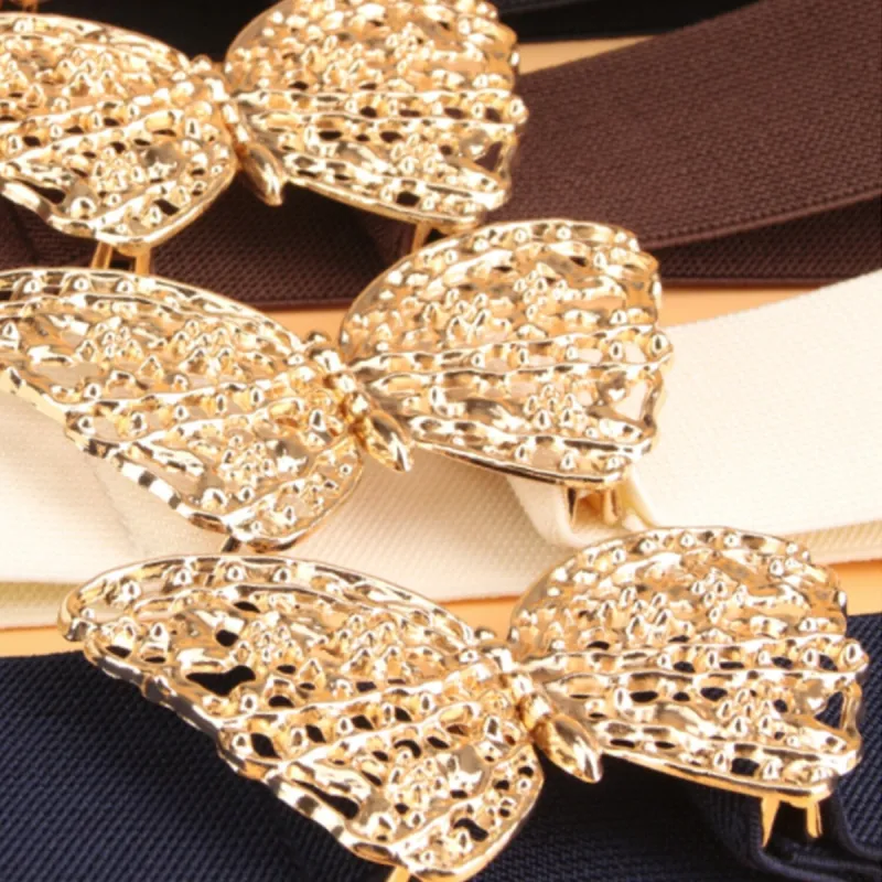 Coffee Butterfly Alloy Buckle Elastic Belt sold by Zulily