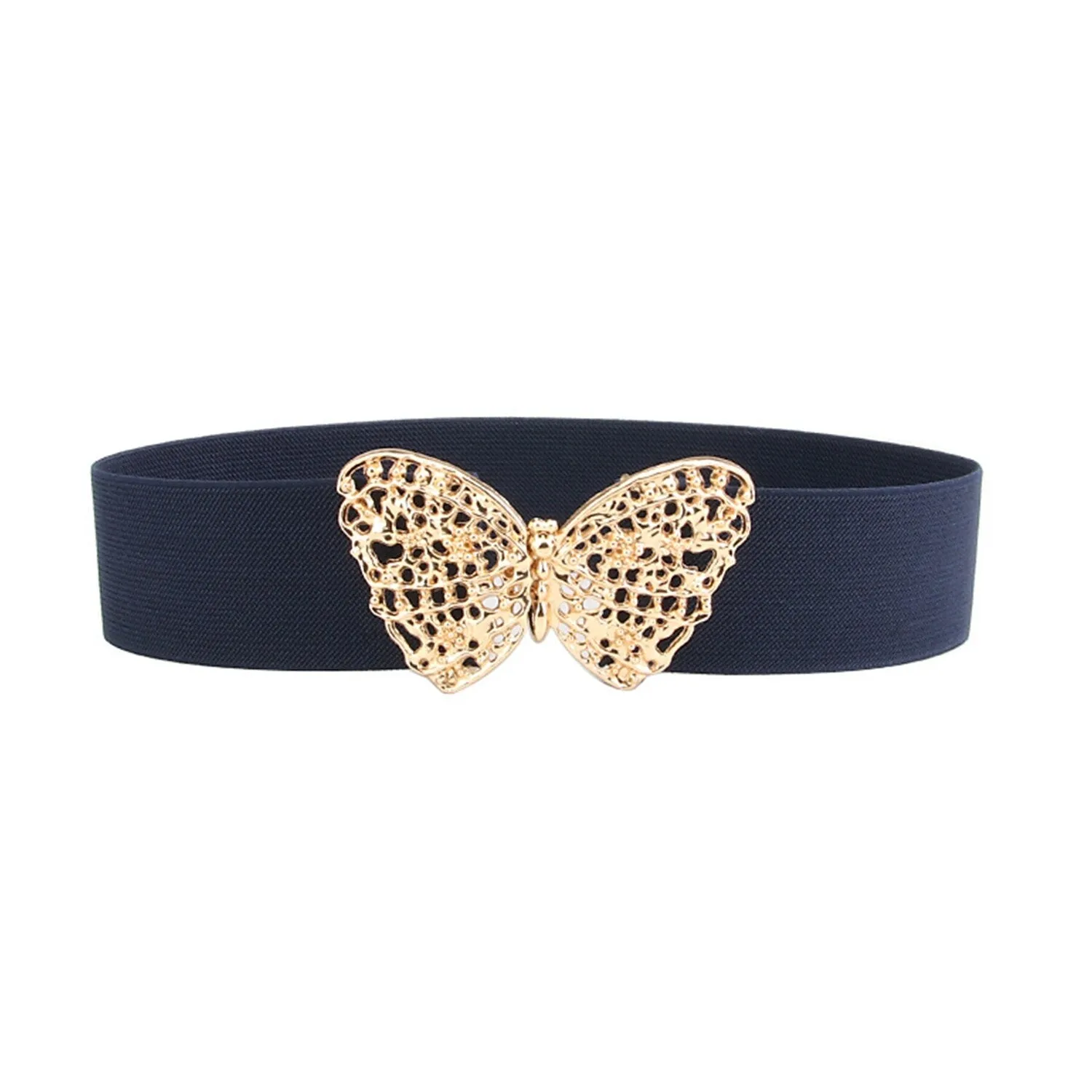 Navy Butterfly Alloy Buckle Elastic Belt sold by Zulily product image thumbnail 2