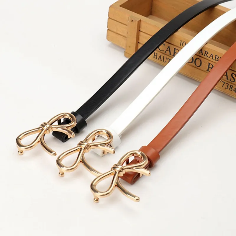 Black Bow PU Leather Belt sold by Zulily