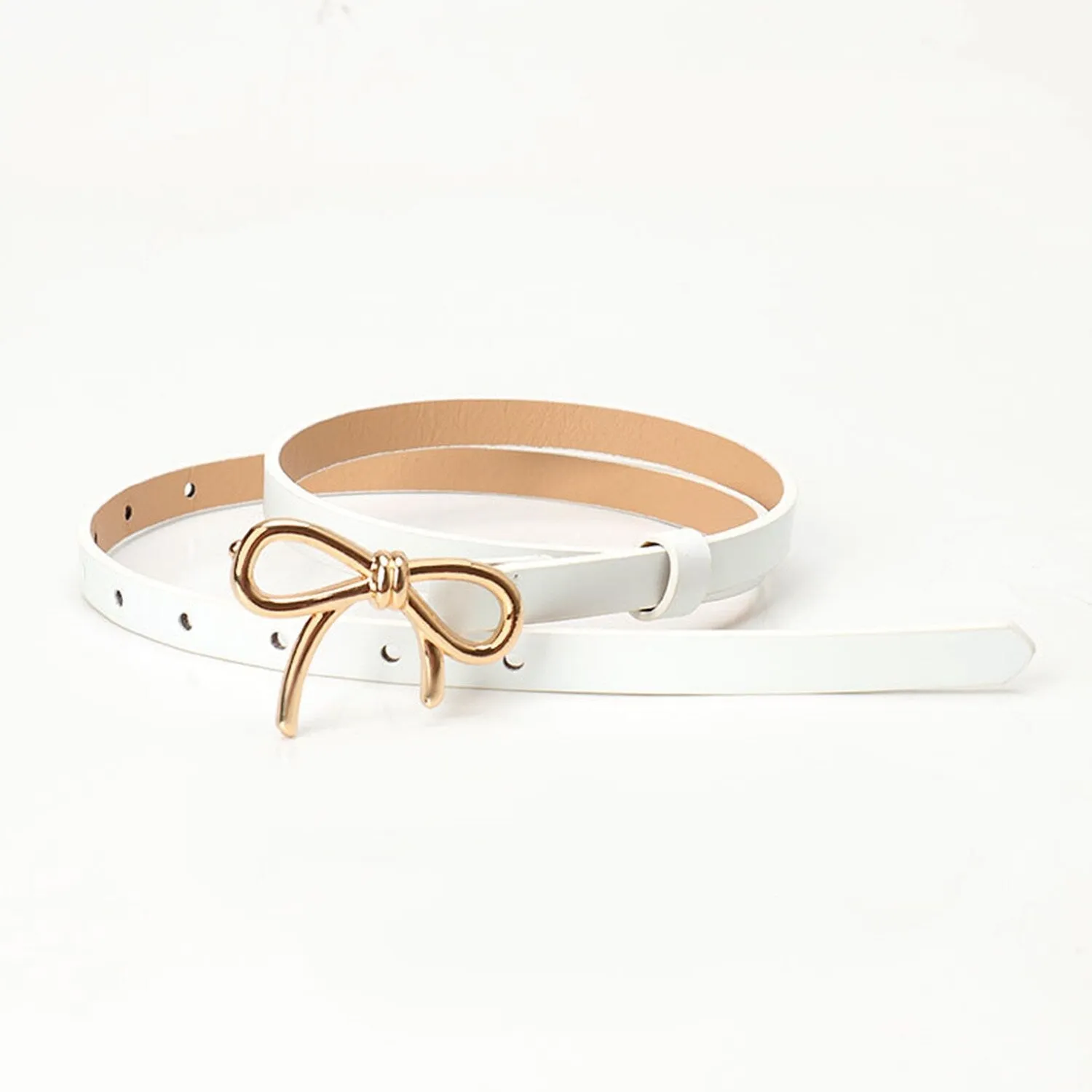 White Bow PU Leather Belt sold by Zulily