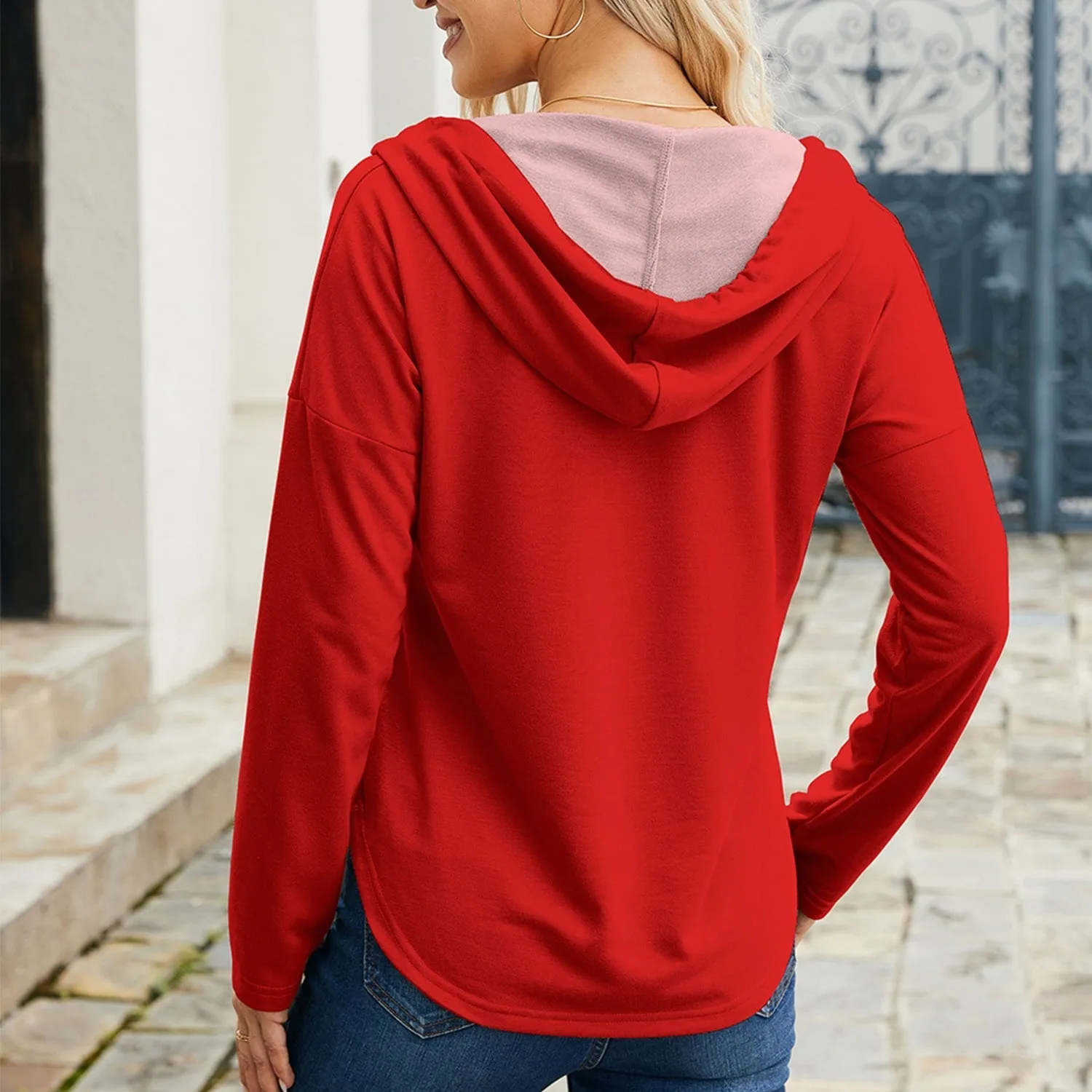 Red "I LOVE YOU" Print Drawstring Long Sleeve Hoodie sold by Zulily product image thumbnail 3