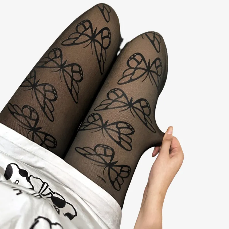 Black Butterfly Thickened Pantyhose sold by Zulily