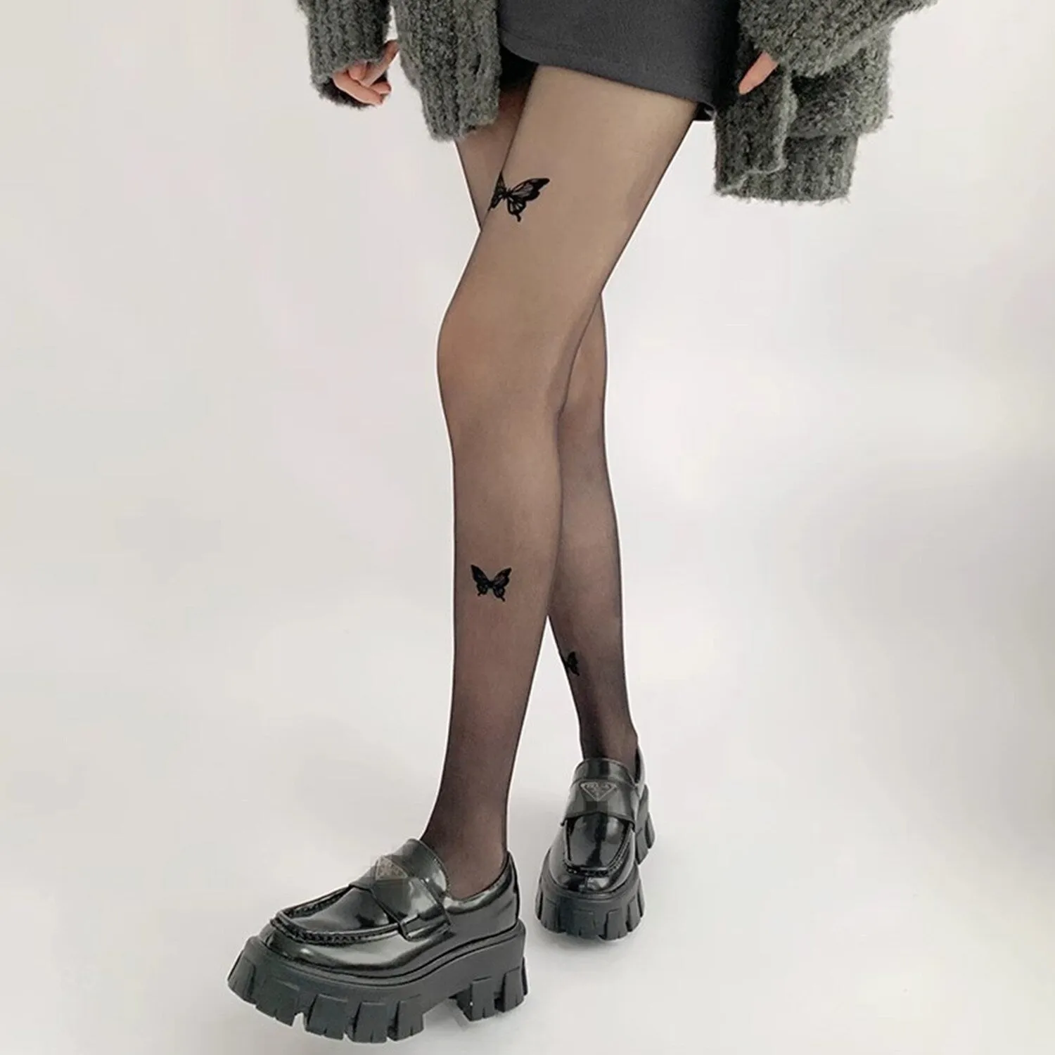 Black Three Butterflies Pantyhose sold by Zulily