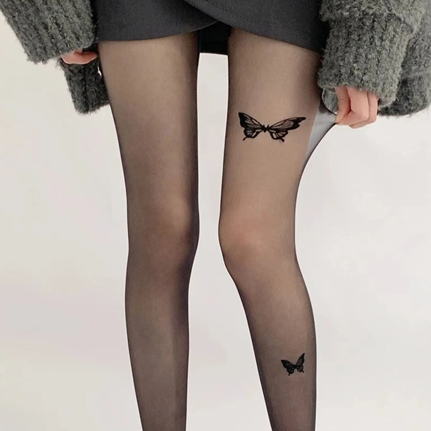 Black Three Butterflies Pantyhose sold by Zulily product image thumbnail 2