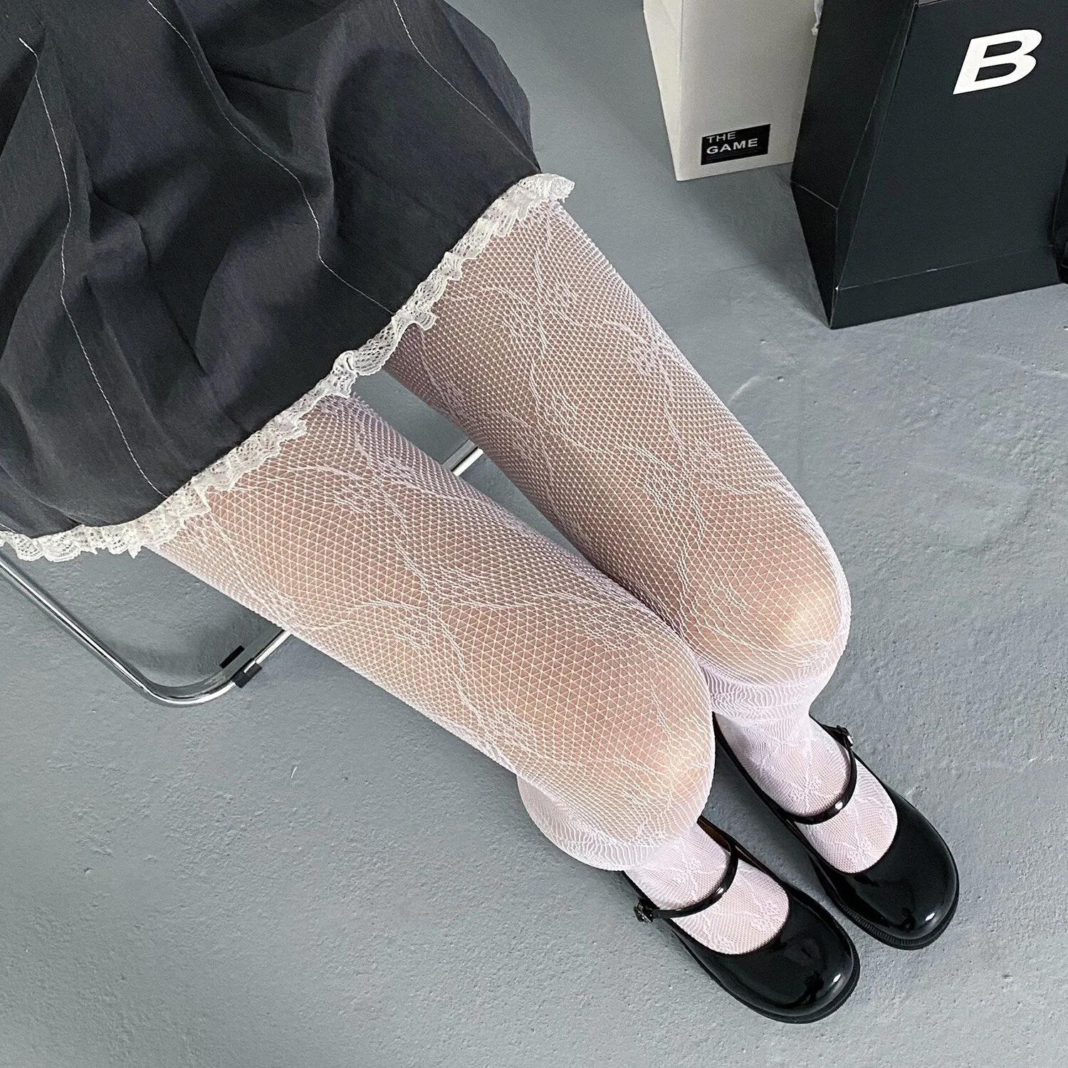 White Bow Mesh Pantyhose sold by Zulily product image thumbnail 2