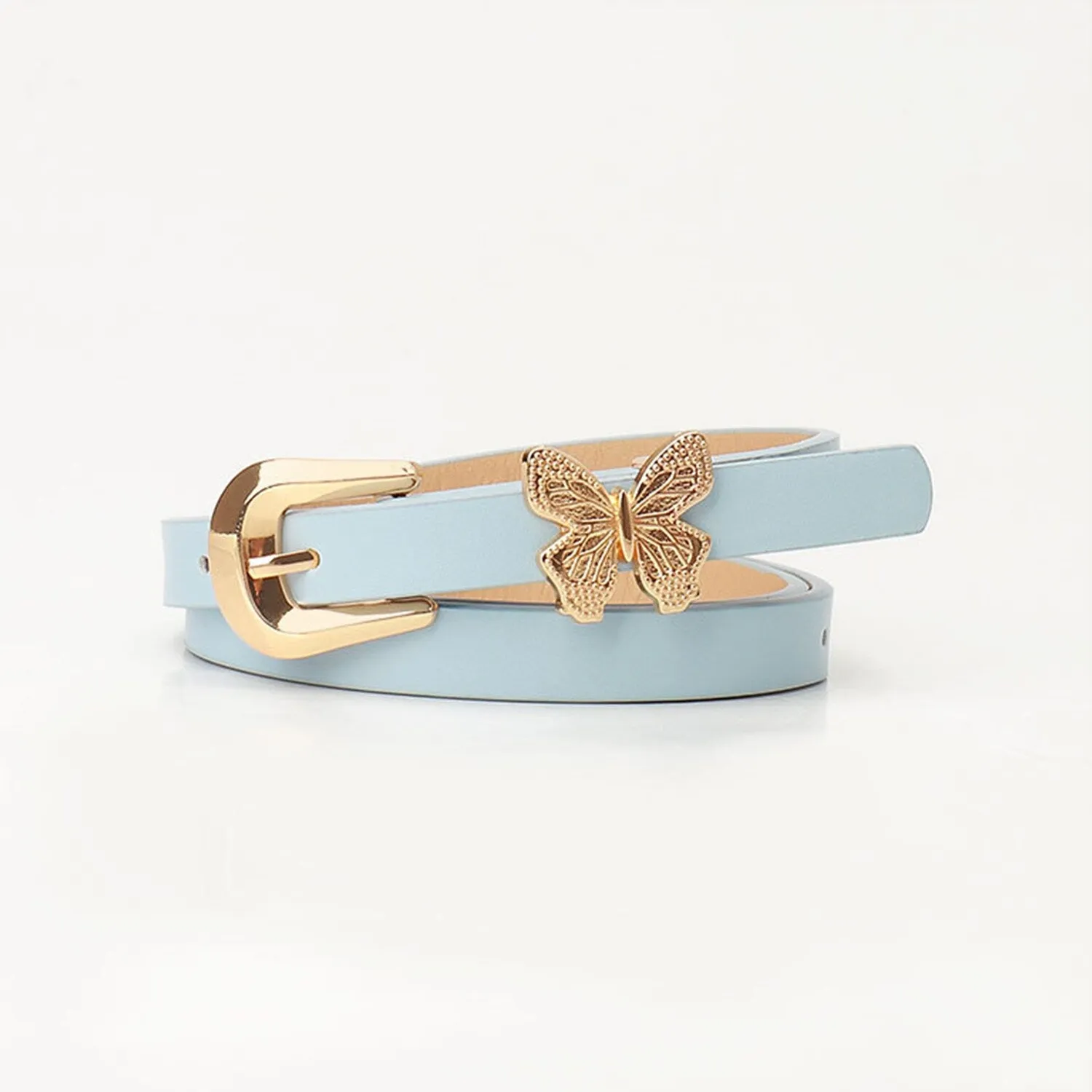 Light Blue Butterfly Alloy PU Leather Belt sold by Zulily
