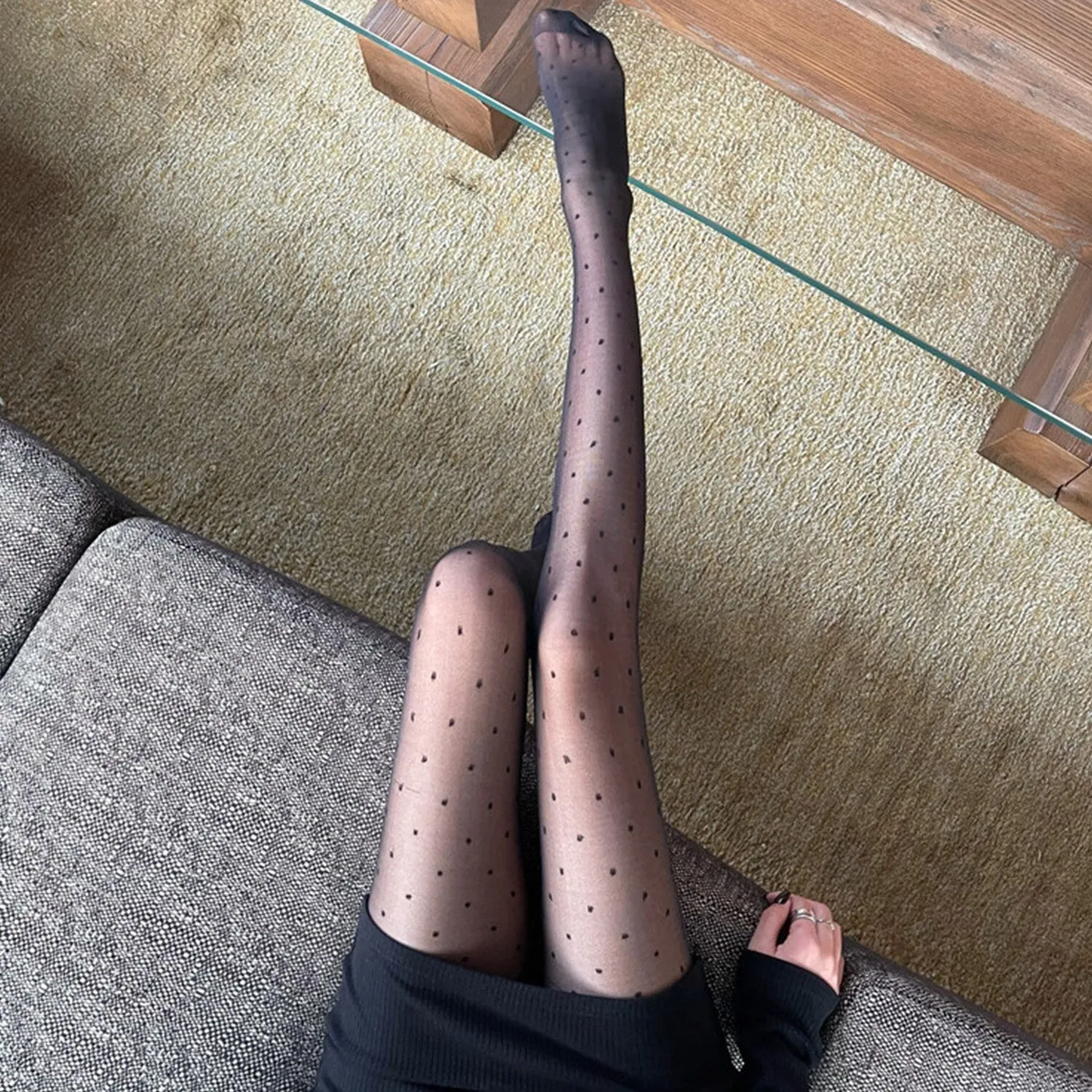 Black Polka Dot Pantyhose sold by Zulily