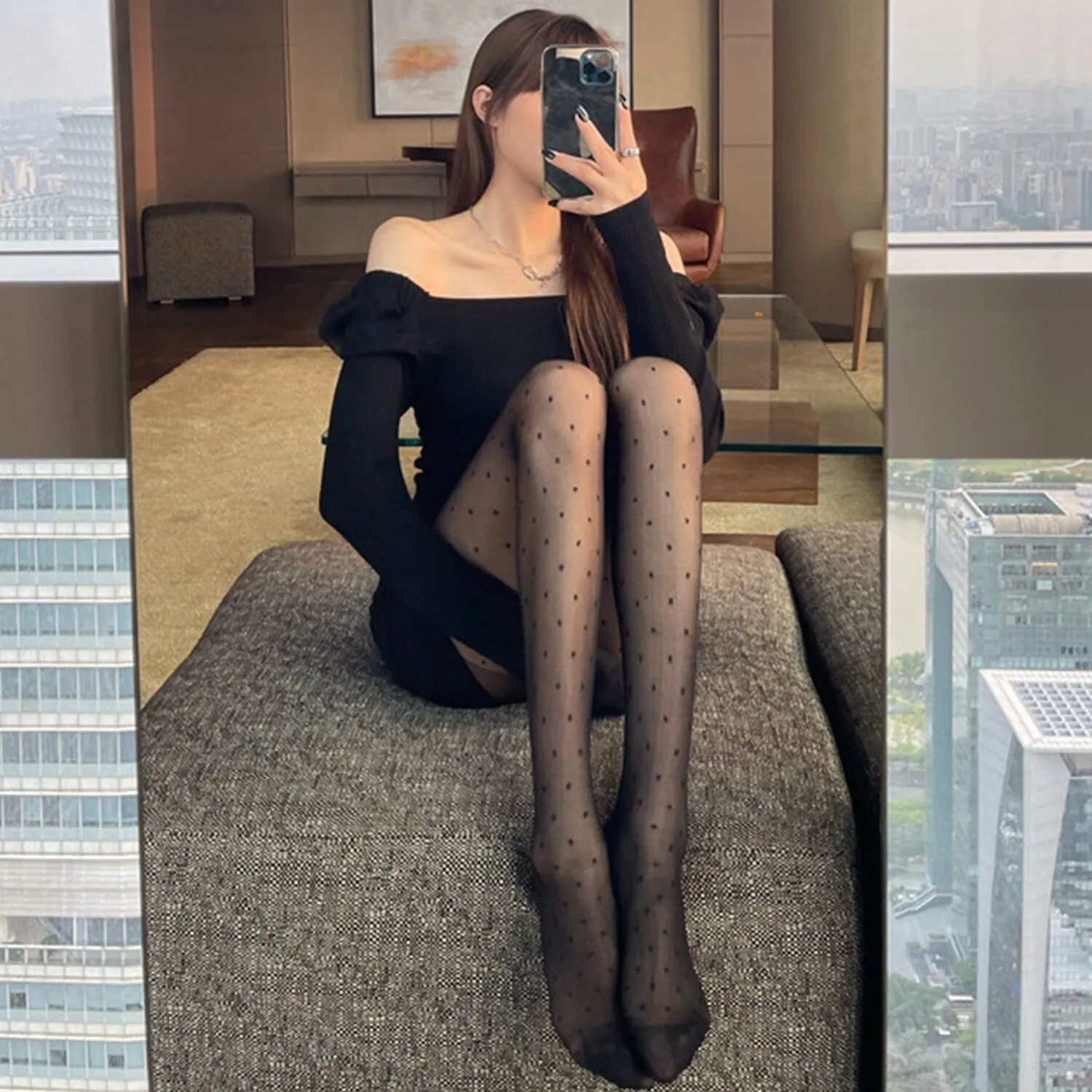 Black Polka Dot Pantyhose sold by Zulily product image thumbnail 4