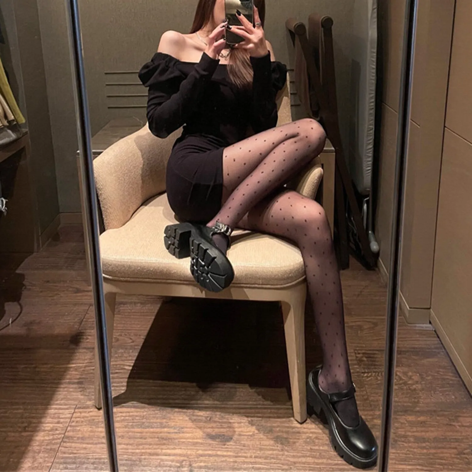 Black Polka Dot Pantyhose sold by Zulily product image thumbnail 5