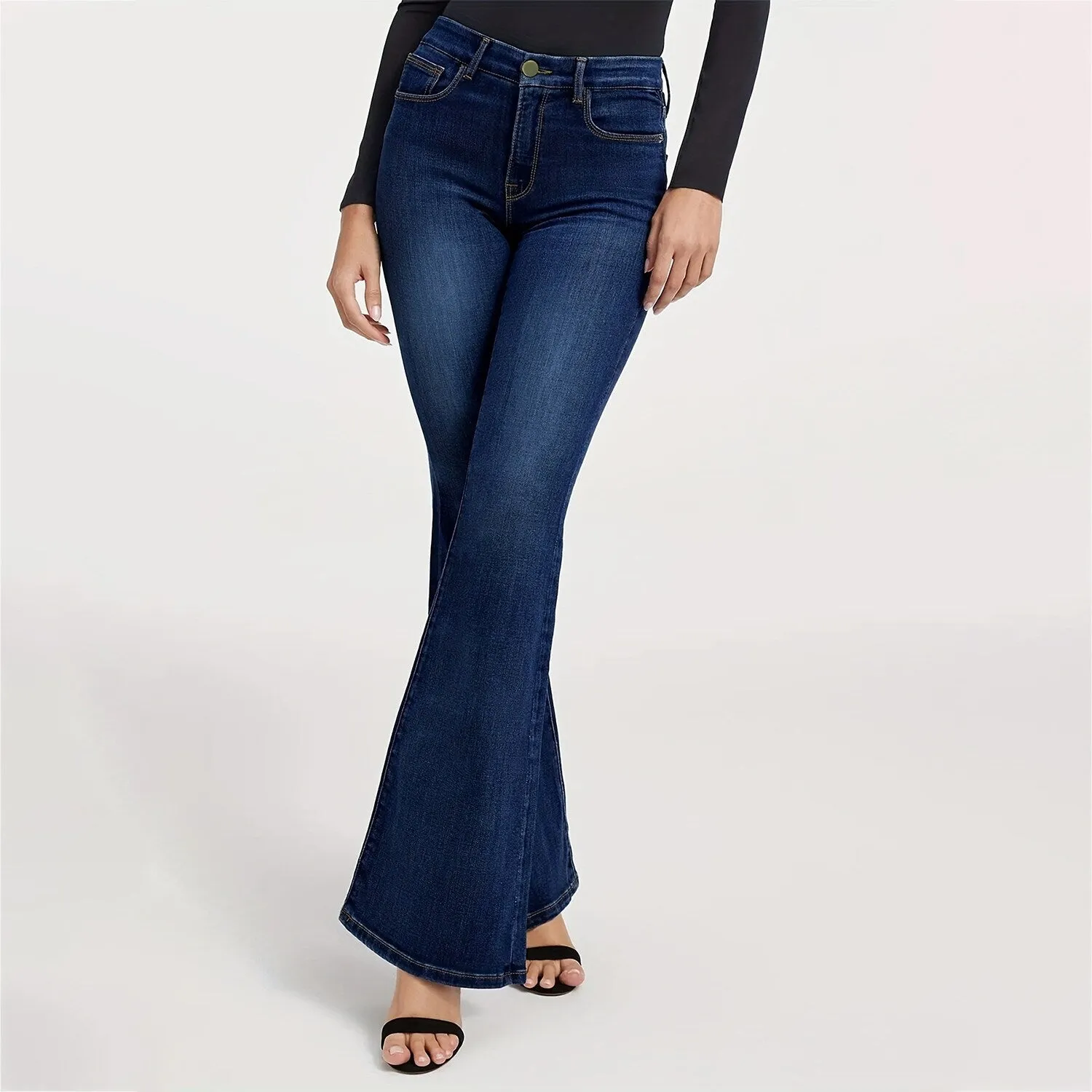 Dark Blue Flare Jeans sold by Zulily product image thumbnail 3