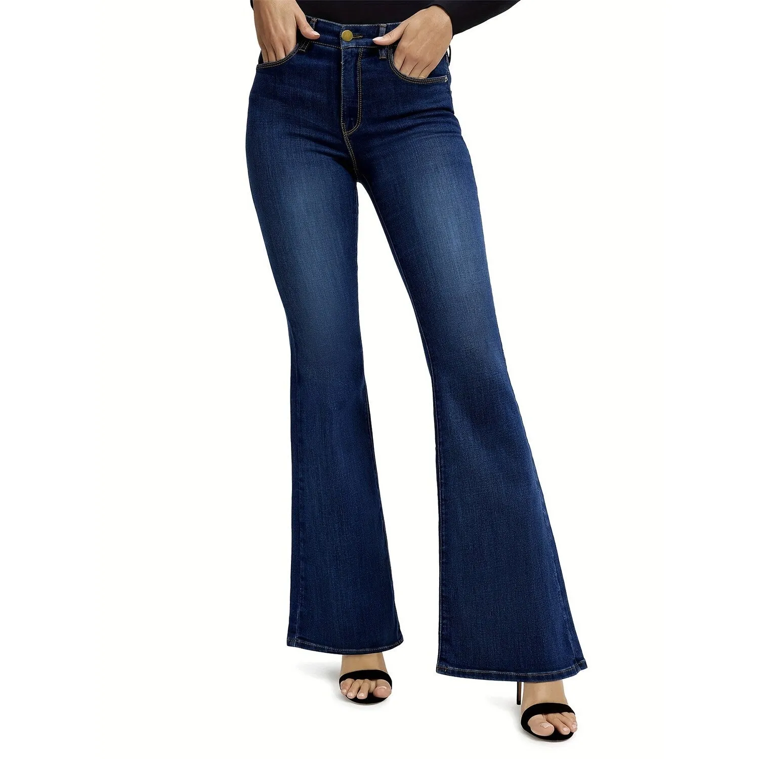 Dark Blue Flare Jeans sold by Zulily