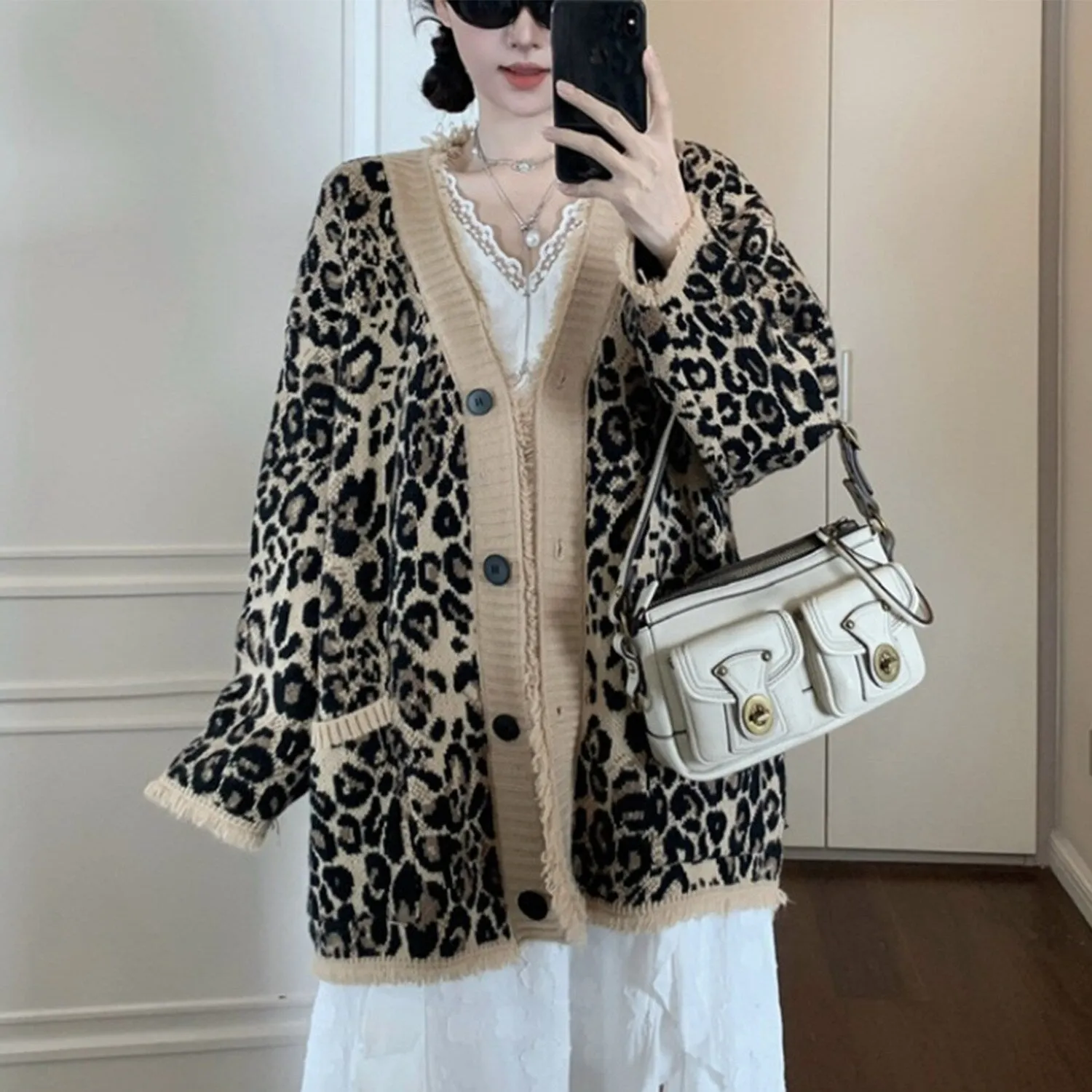 Brown Leopard Button Front Cardigan sold by Zulily product image thumbnail 3