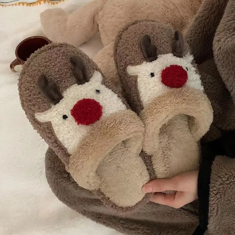 Brown Christmas Reindeer Slippers sold by Zulily