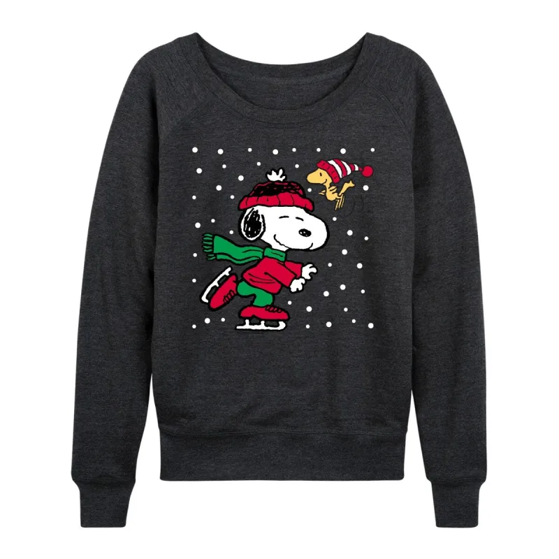 Women's Peanuts Snoopy Ice Skating Light Weight Pullover sold by Zulily