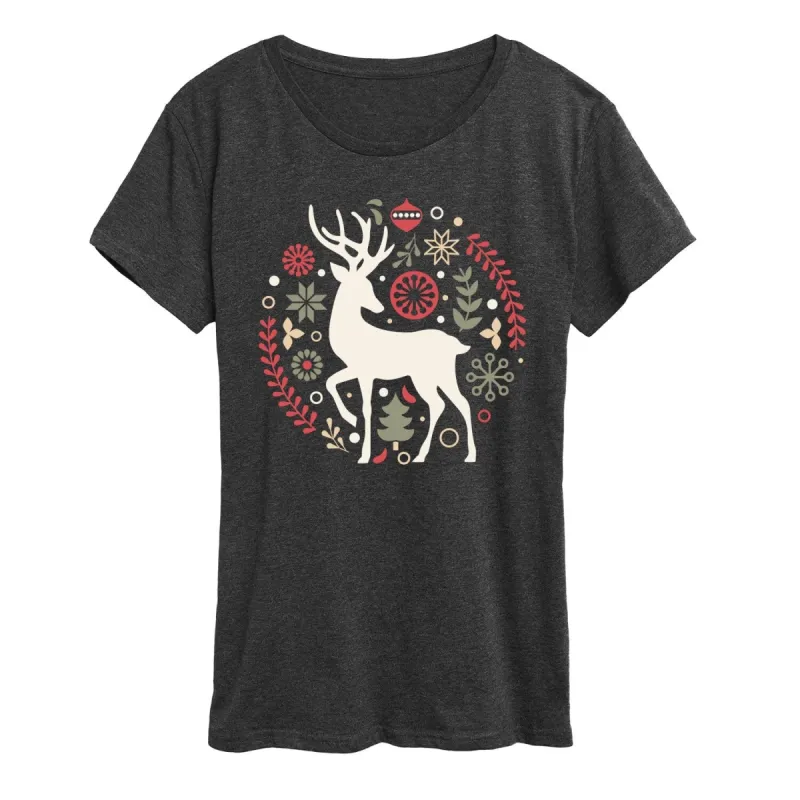 Women's Scandinavian Christmas Deer Short Sleeve Tee sold by Zulily