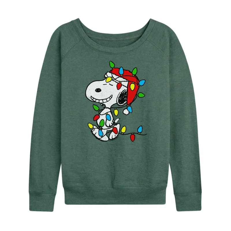 Women's Peanuts Snoopy Xmas Lights Light Weight Pullover sold by Zulily