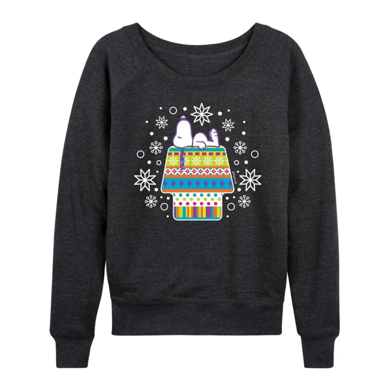 Women's Peanuts Snoopy Scandinavian House Light Weight Pullover made by Zulily