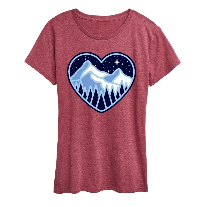 Women's Mountain Forest Heart Winter Short Sleeve Tee sold by Zulily