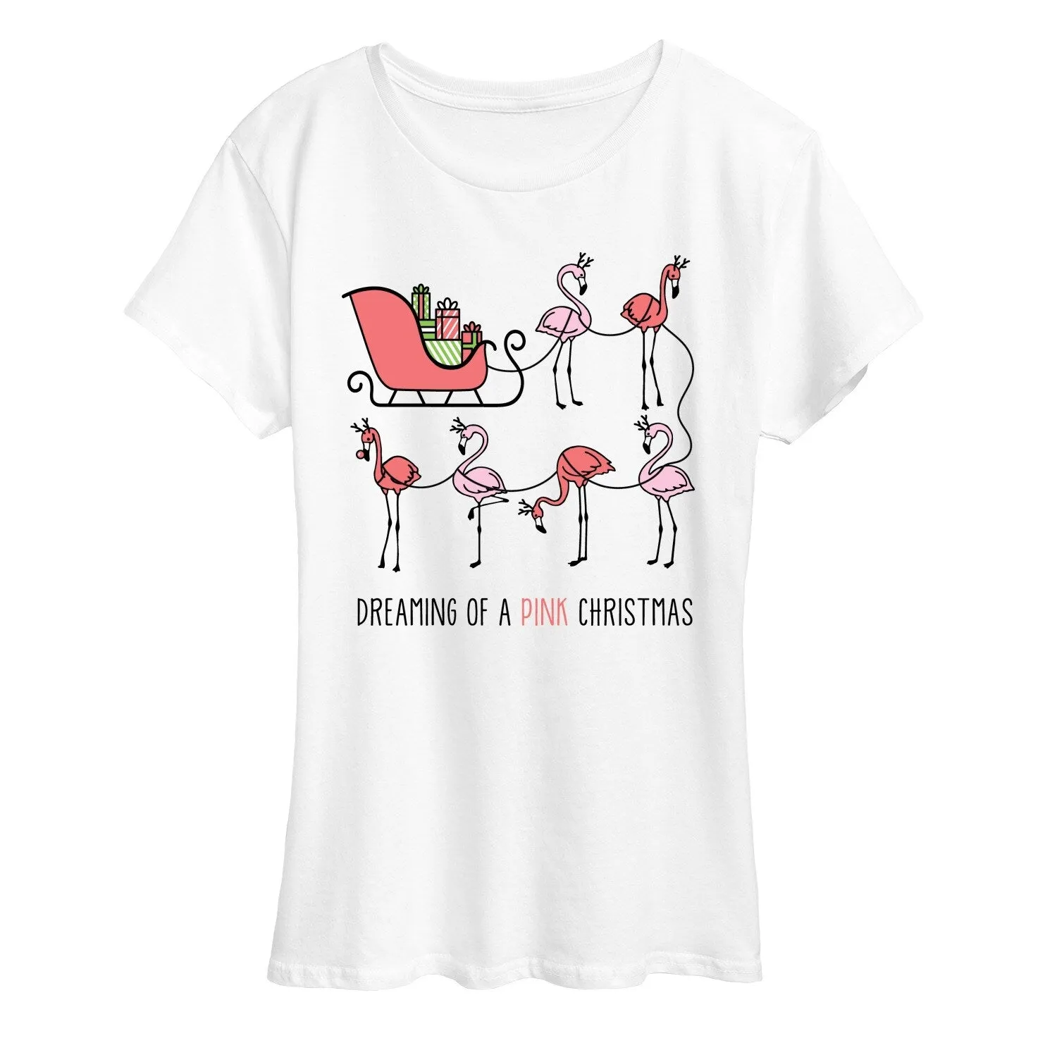 Women's Pink Christmas Short Sleeve Tee sold by Zulily