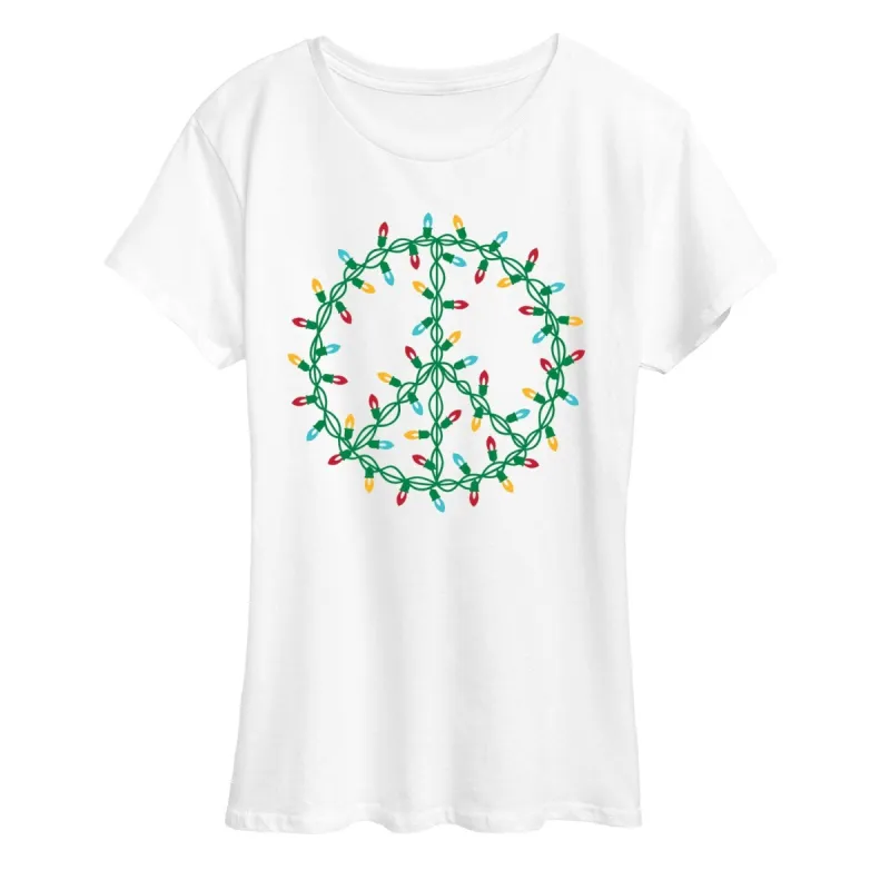 Women's Peace Sign Christmas Lights Short Sleeve Tee made by Zulily