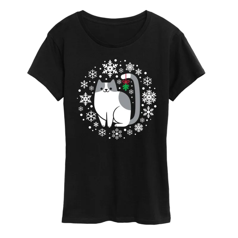 Women's Mistletoe Cat Short Sleeve Tee sold by Zulily