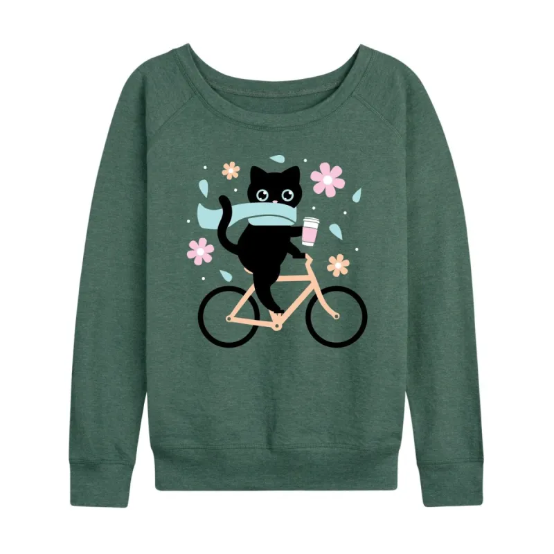 Women's Cat On Bike Flowers Light Weight Pullover sold by Zulily