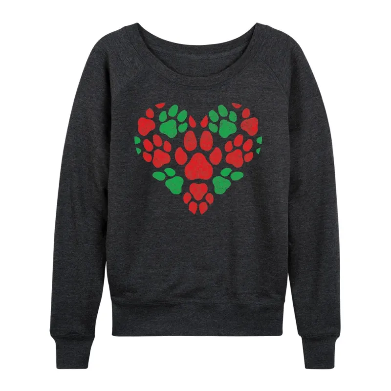 Women's Christmas Pawprint Heart Light Weight Pullover sold by Zulily