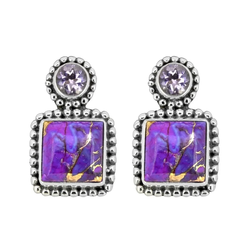 YS Gems Sterling Silver Purple Copper Turquoise Vintage Stud Earrings - .9 x .55 sold by Zulily product image thumbnail 3