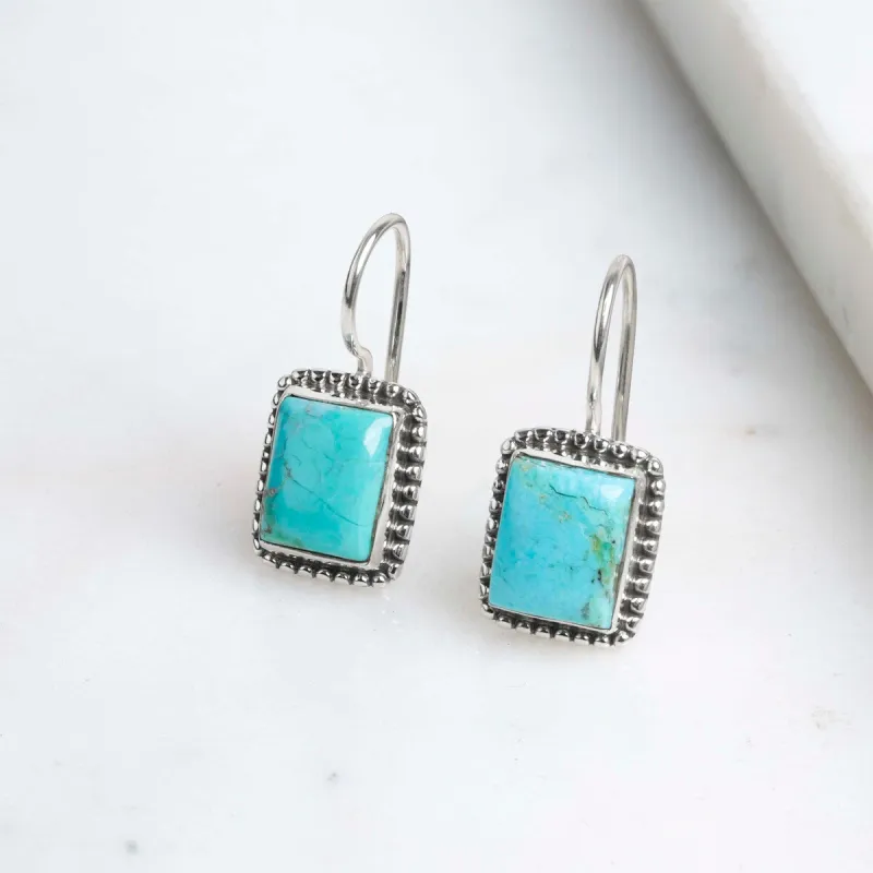 YS Gems Blue Mohave Rectangle Sterling Silver Earwire Earring sold by Zulily