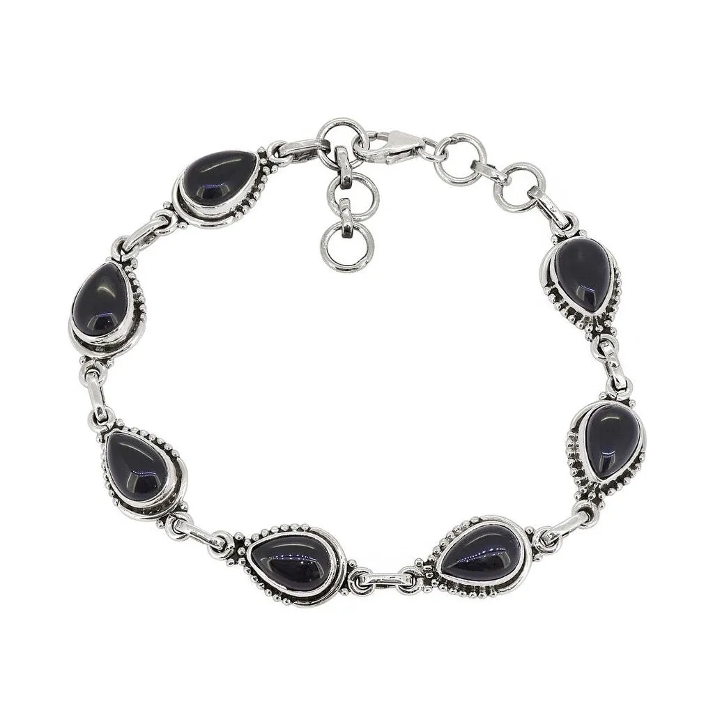YS Gems Sterling Silver Black Onyx Link Chain Bracelet sold by Zulily product image thumbnail 3