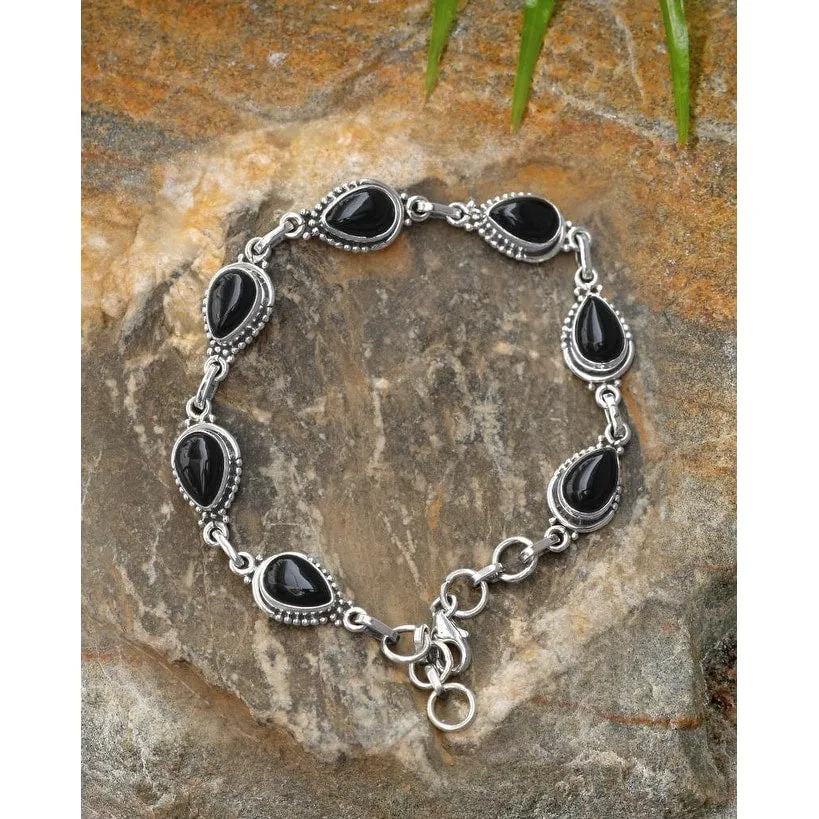 YS Gems Sterling Silver Black Onyx Link Chain Bracelet sold by Zulily product image thumbnail 2