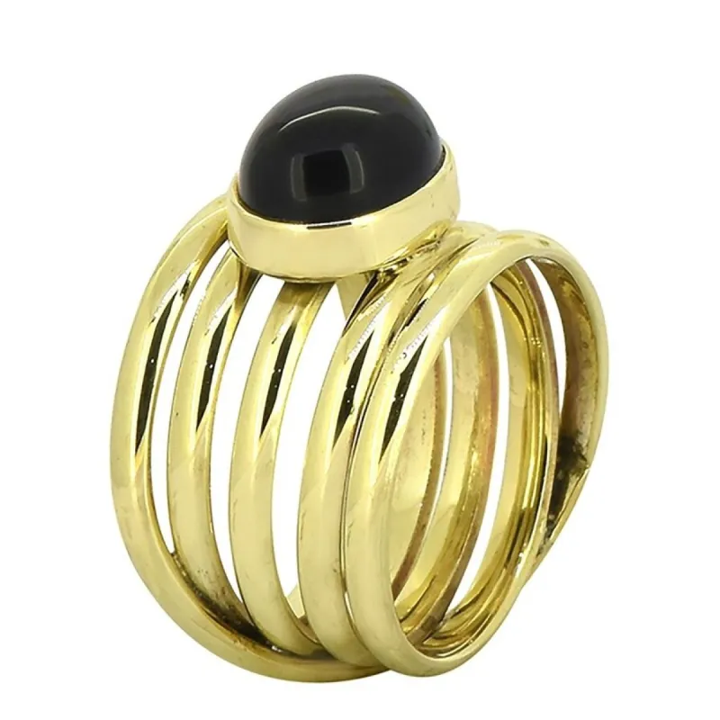 YS Gems Brass Black Onyx Cocktail Ring sold by Zulily