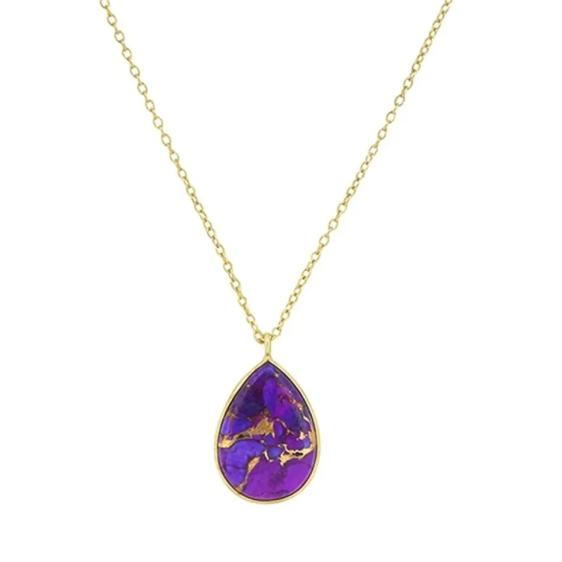 YS Gems Gold Plated Over Sterling Silver Purple Copper Turquoise Gemstones Pendant Necklace sold by Zulily